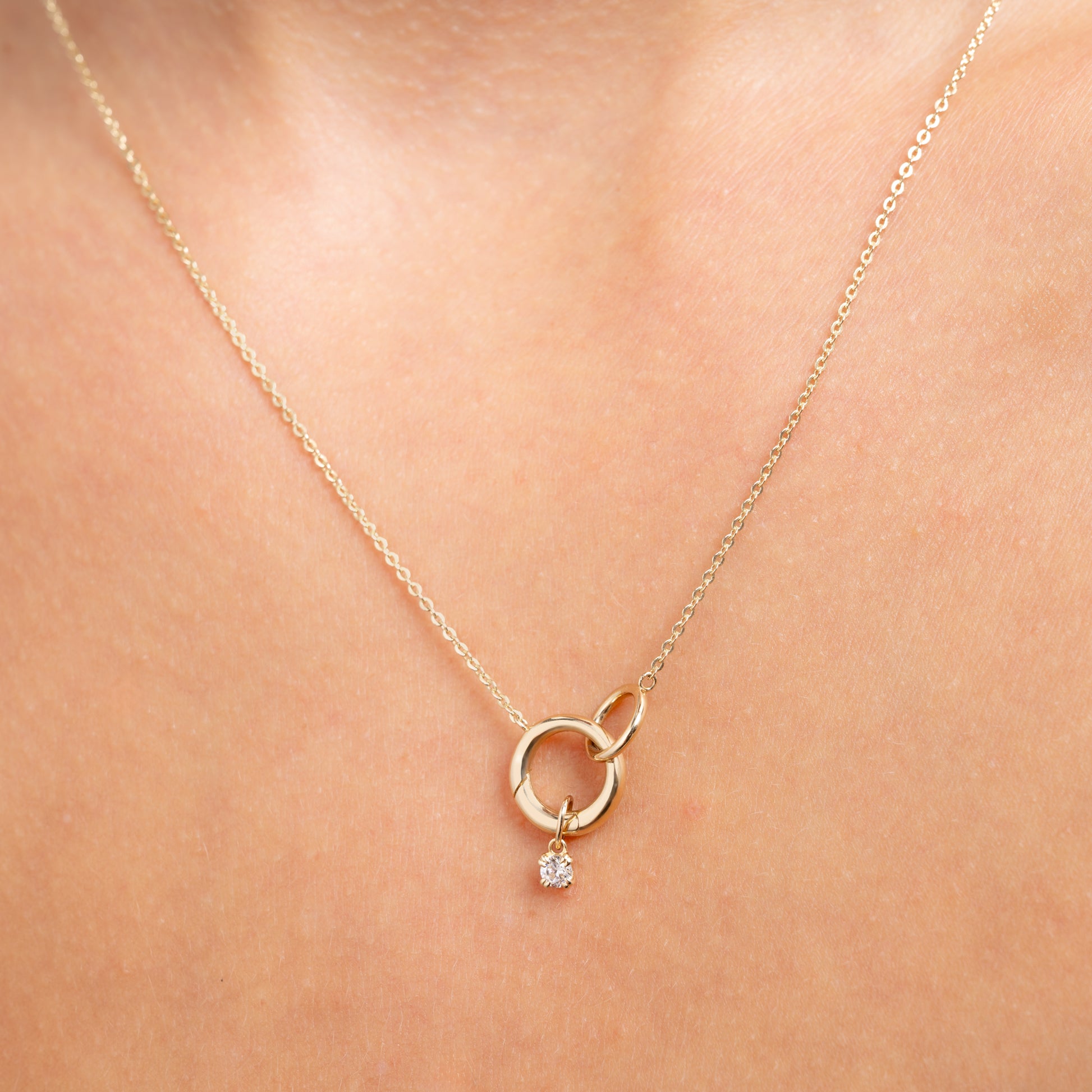 Le Marais Square Zirconia 14 karat gold charm - - Isabel Bernard