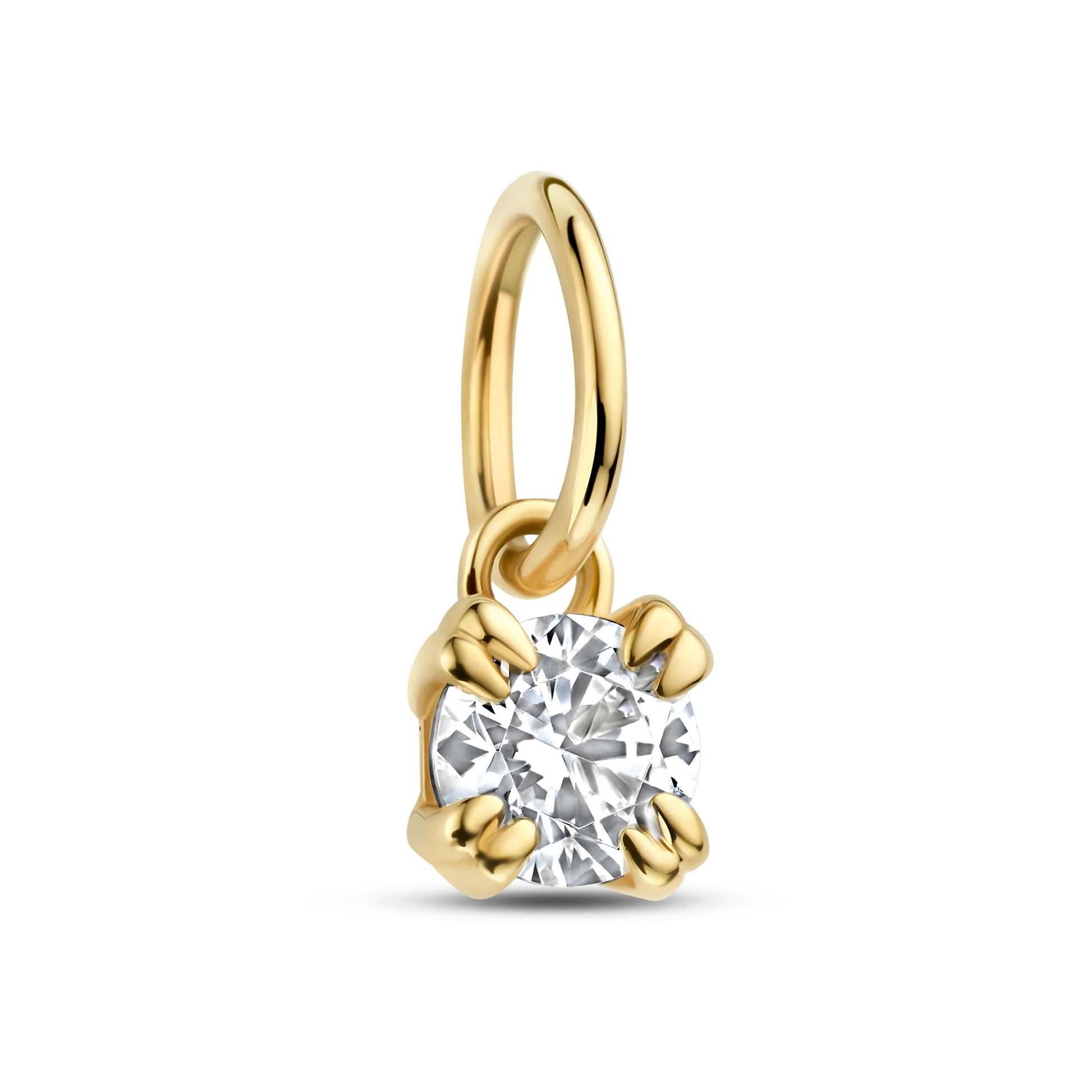 Le Marais Square Zirconia 14 karat gold charm - - Isabel Bernard