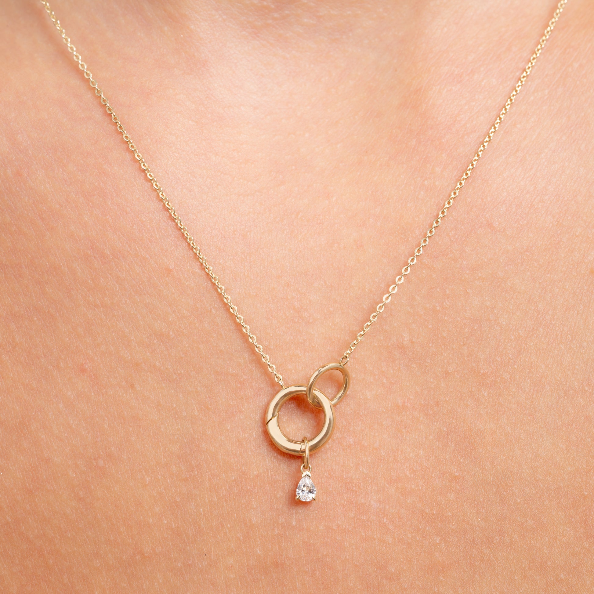 Le Marais Teardrop Zirconia 14 karat gold charm - - Isabel Bernard