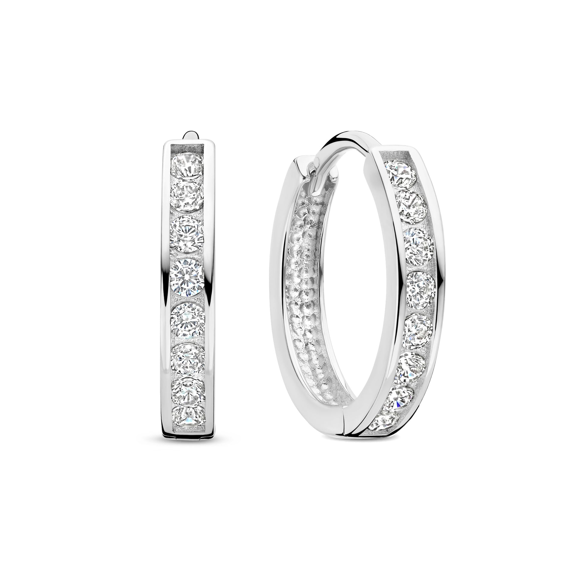 Saint Germain Tiphaine 14 karat white gold hoop earrings with zirconia - - Isabel Bernard