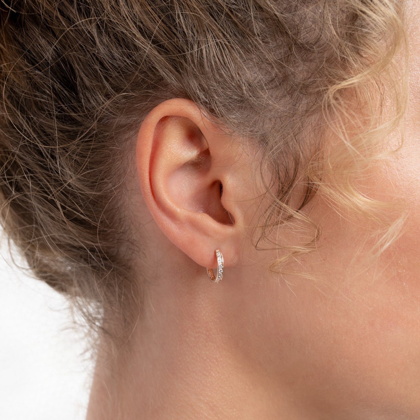 La Concorde Tiphaine 14 karat rose gold hoop earrings with zirconia - - Isabel Bernard