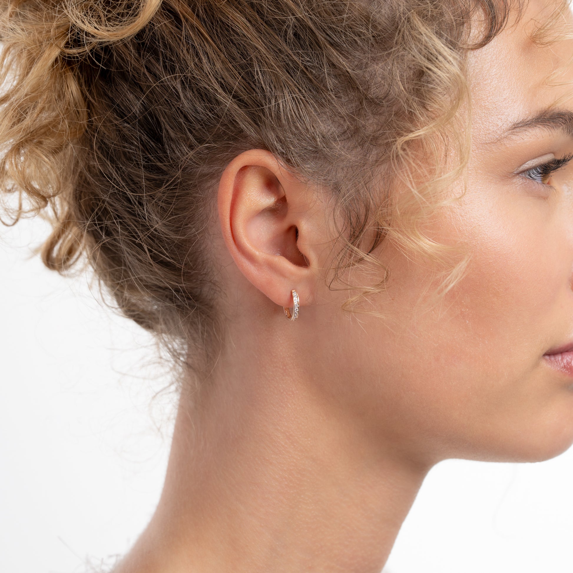 La Concorde Tiphaine 14 karat rose gold hoop earrings with zirconia - - Isabel Bernard