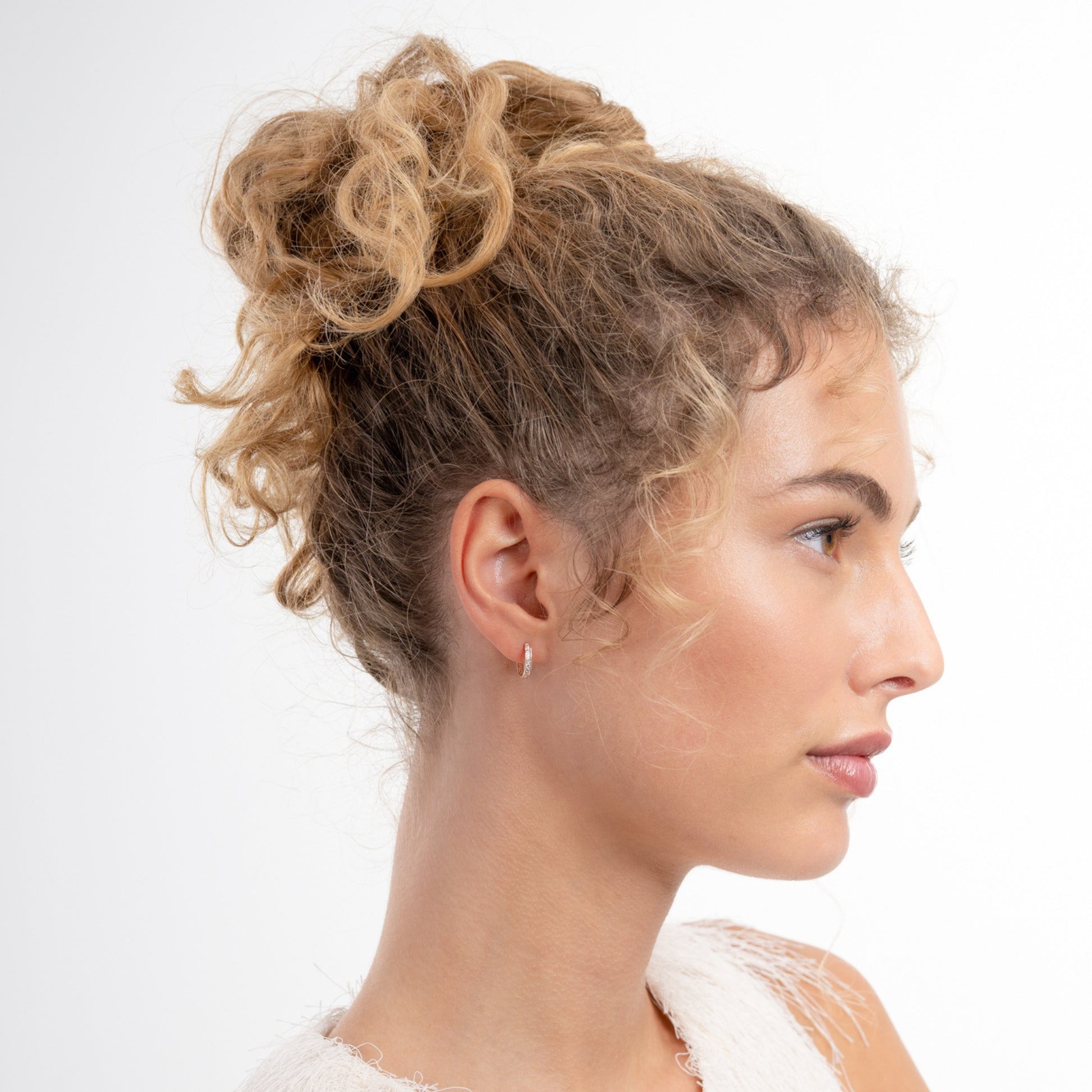 La Concorde Tiphaine 14 karat rose gold hoop earrings with zirconia - - Isabel Bernard