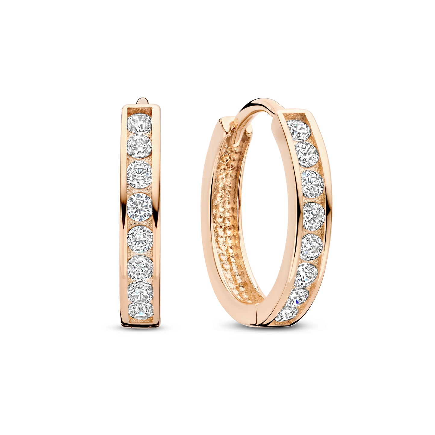 La Concorde Tiphaine 14 karat rose gold hoop earrings with zirconia - - Isabel Bernard