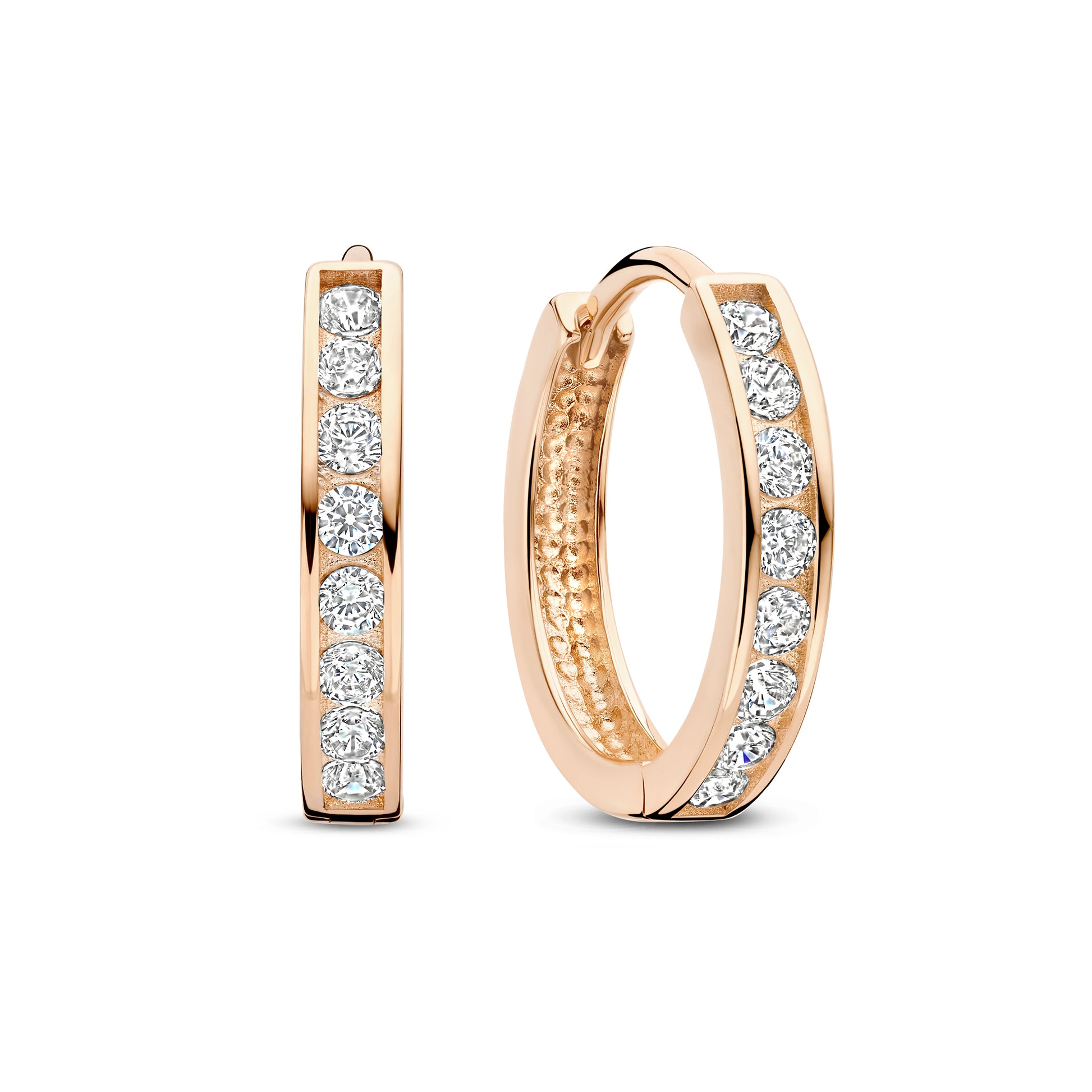 La Concorde Tiphaine 14 karat rose gold hoop earrings with zirconia - - Isabel Bernard