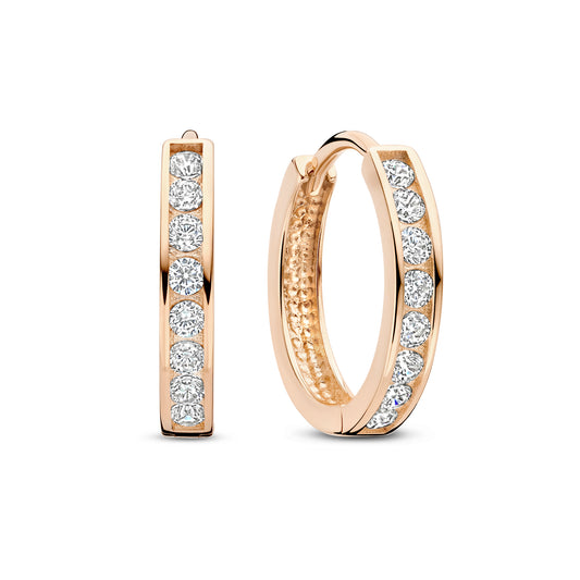 La Concorde Tiphaine 14 karat rose gold hoop earrings with zirconia - - Isabel Bernard