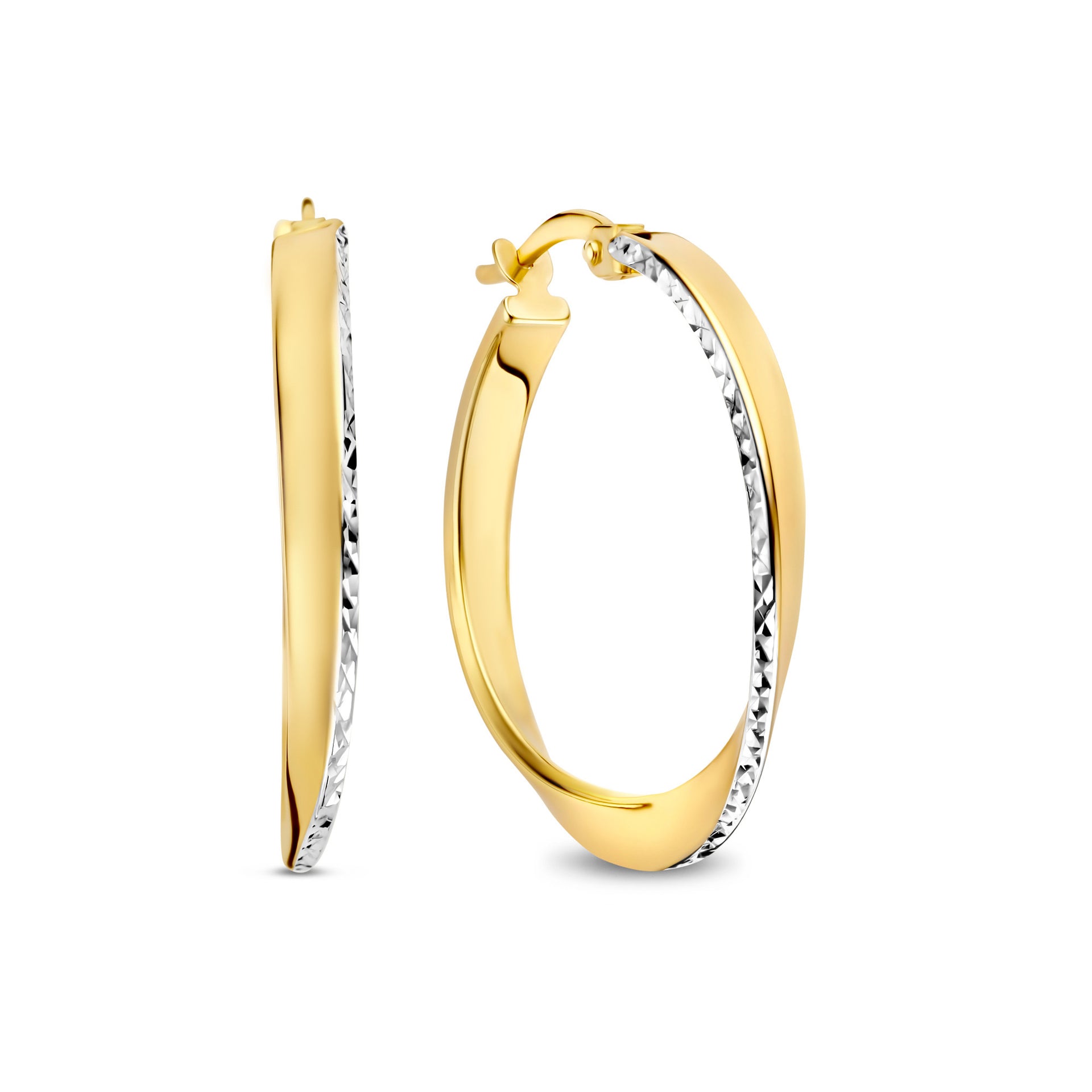 Isabel Bernard Rivoli Laura 14 karaat gouden oorringen met Diamond Cut IB360259