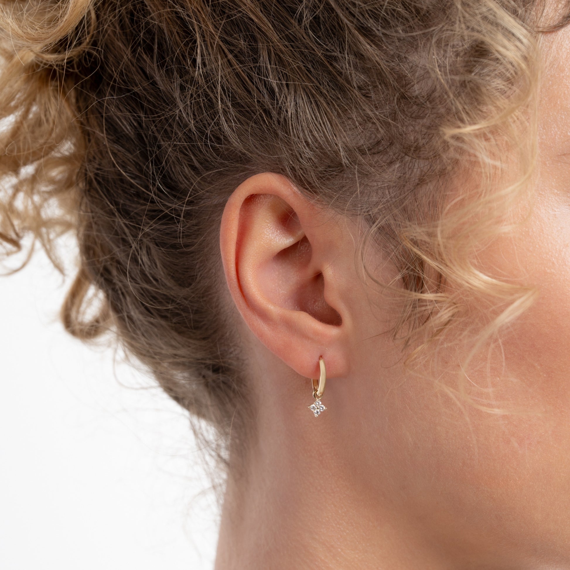 Le Marais Audrey 14 Karat Gold Hoop Earrings With Zirconia Stones - - Isabel Bernard