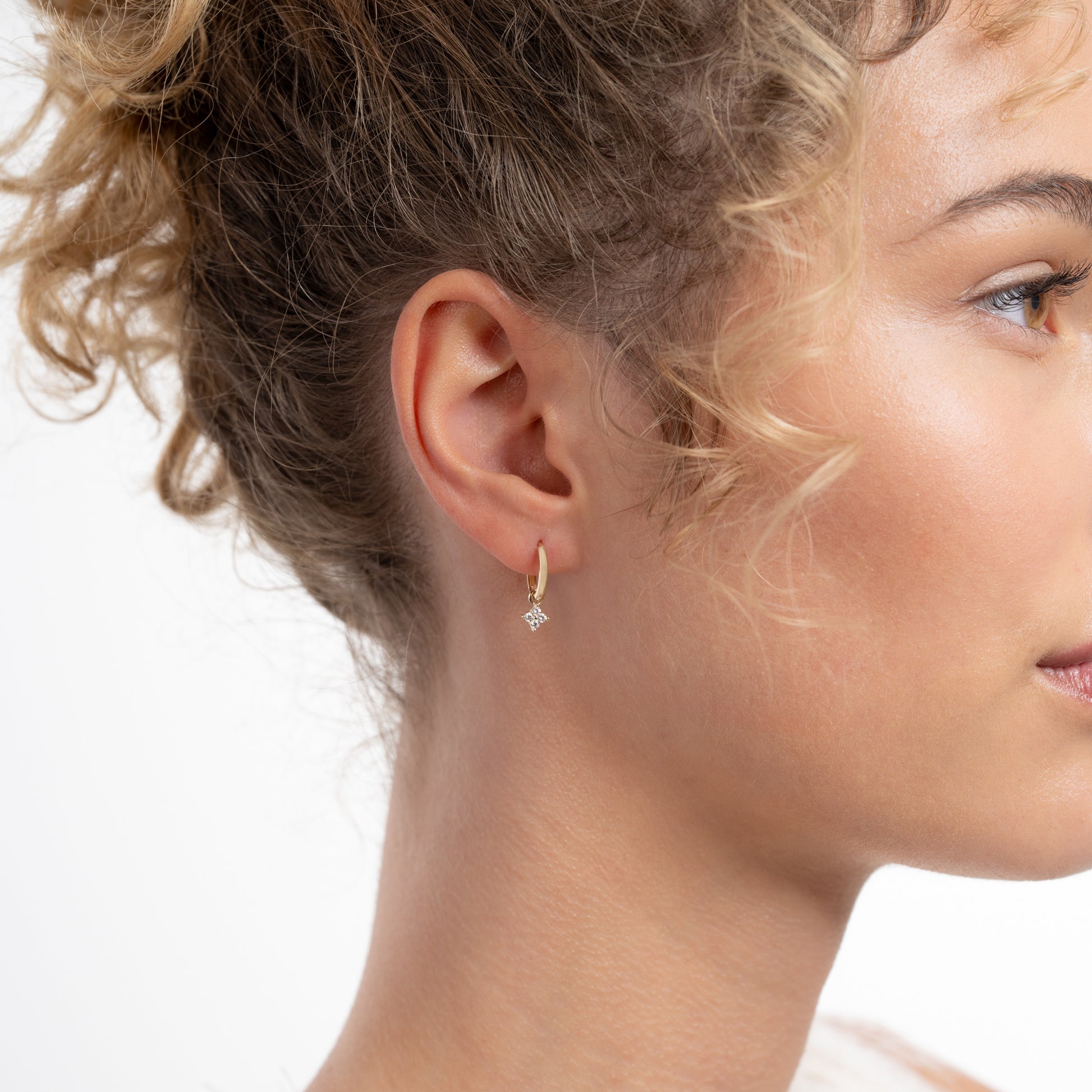 Le Marais Audrey 14 Karat Gold Hoop Earrings With Zirconia Stones - - Isabel Bernard