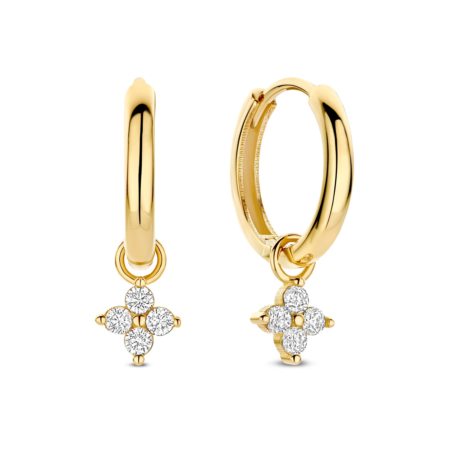 Le Marais Audrey 14 Karat Gold Hoop Earrings With Zirconia Stones - - Isabel Bernard