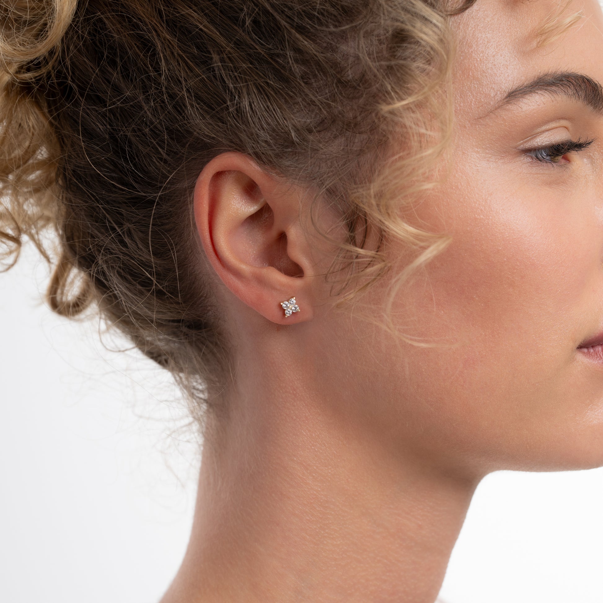 Le Marais Audrey 14 Karat Gold Earrings With Zirconia Stones - - Isabel Bernard