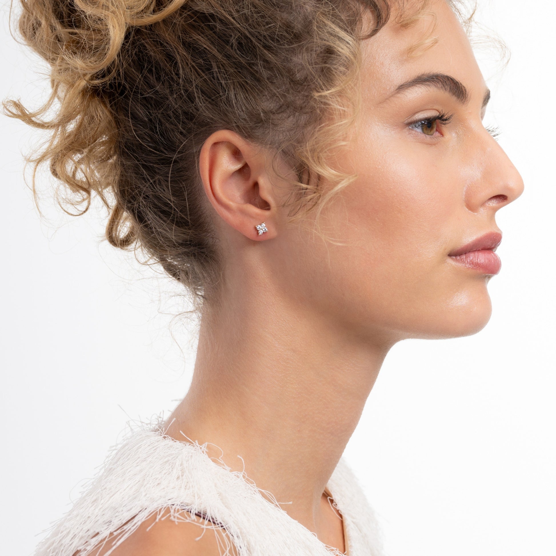 Le Marais Audrey 14 Karat Gold Earrings With Zirconia Stones - - Isabel Bernard