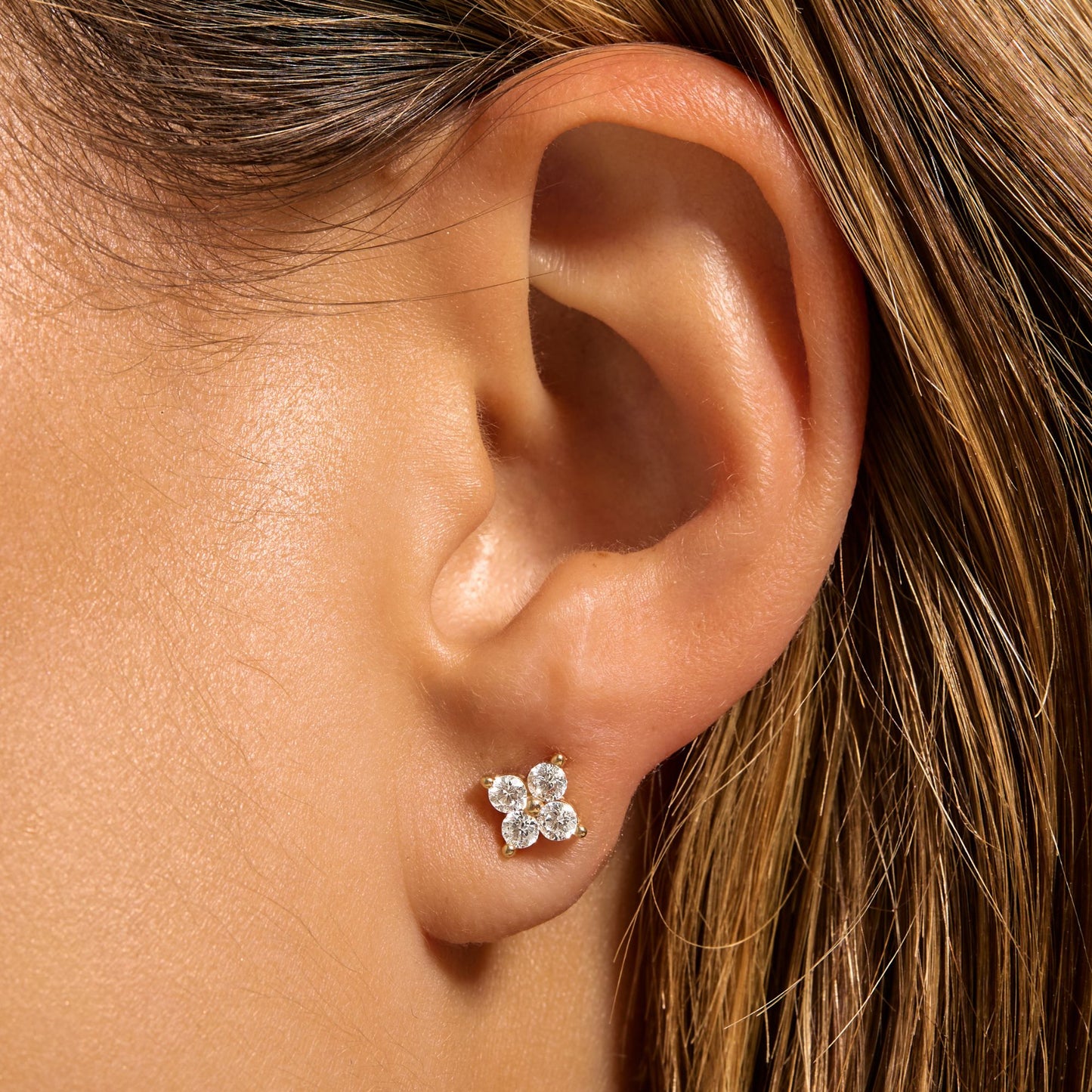 Le Marais Audrey 14 Karat Gold Earrings With Zirconia Stones - - Isabel Bernard