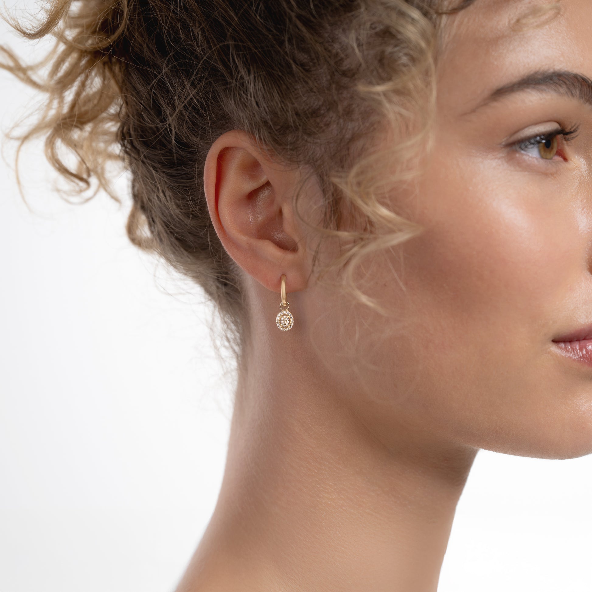 Le Marais Anne 14 Karat Gold Hoop Earrings With Zirconia Stones - - Isabel Bernard