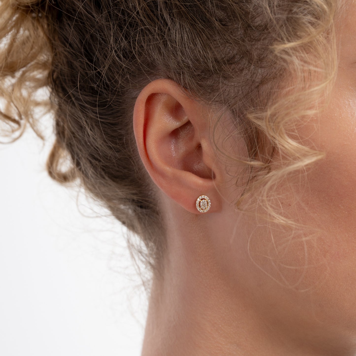 Cadeau d'Isabel 14 karat gold necklace, bracelet and ear studs set with zirconia stones - - Isabel Bernard