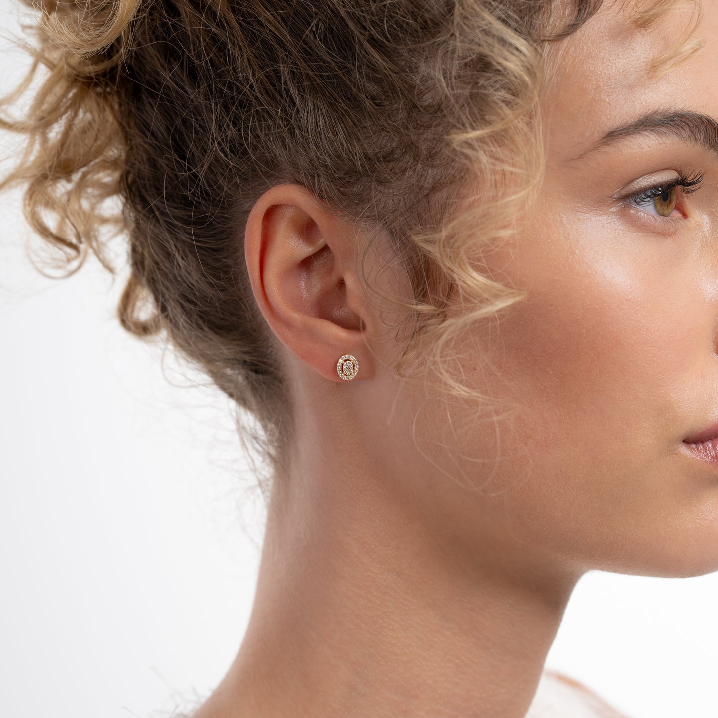 Le Marais Anne 14 Karat Gold Earrings With Zirconia Stones - - Isabel Bernard