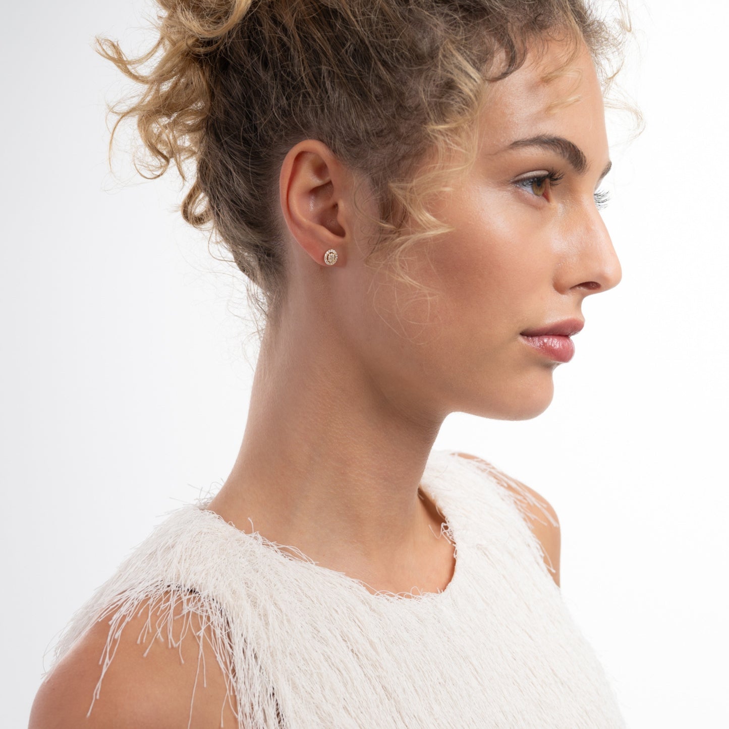 Le Marais Anne 14 Karat Gold Earrings With Zirconia Stones - - Isabel Bernard