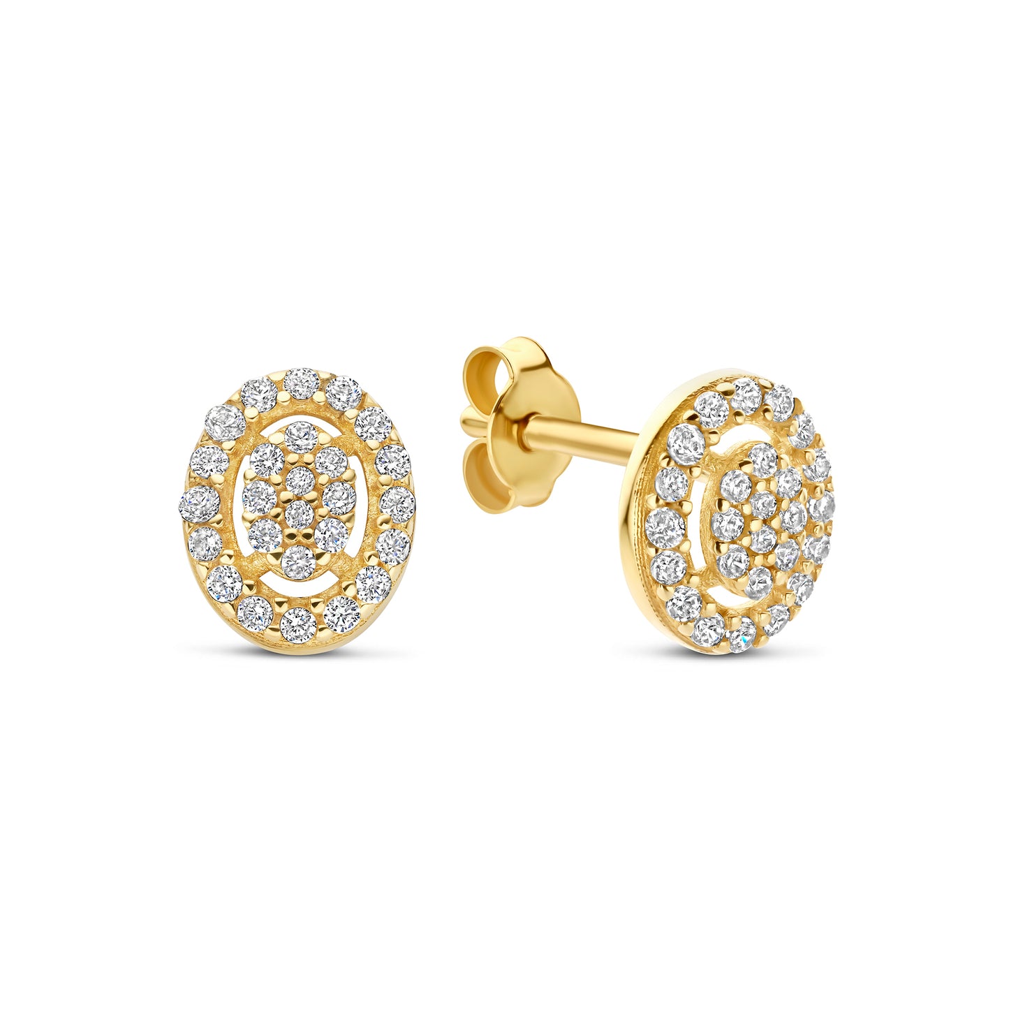 Cadeau d'Isabel 14 karat gold necklace, bracelet and ear studs set with zirconia stones - - Isabel Bernard