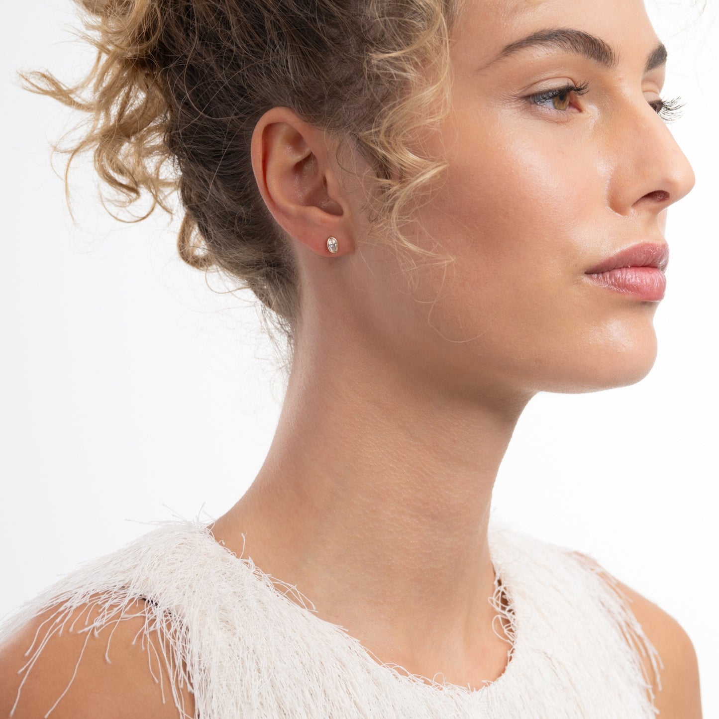 Le Marais Sophie 14 Karat Gold Earrings With Zirconia Stone - - Isabel Bernard