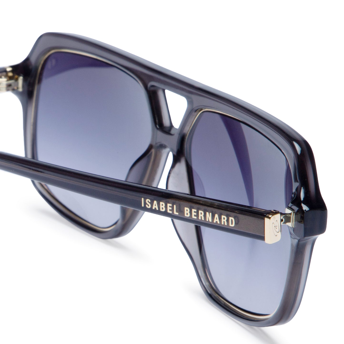 La Villette Camille transparent grey aviator sunglasses with blue lenses - - Isabel Bernard