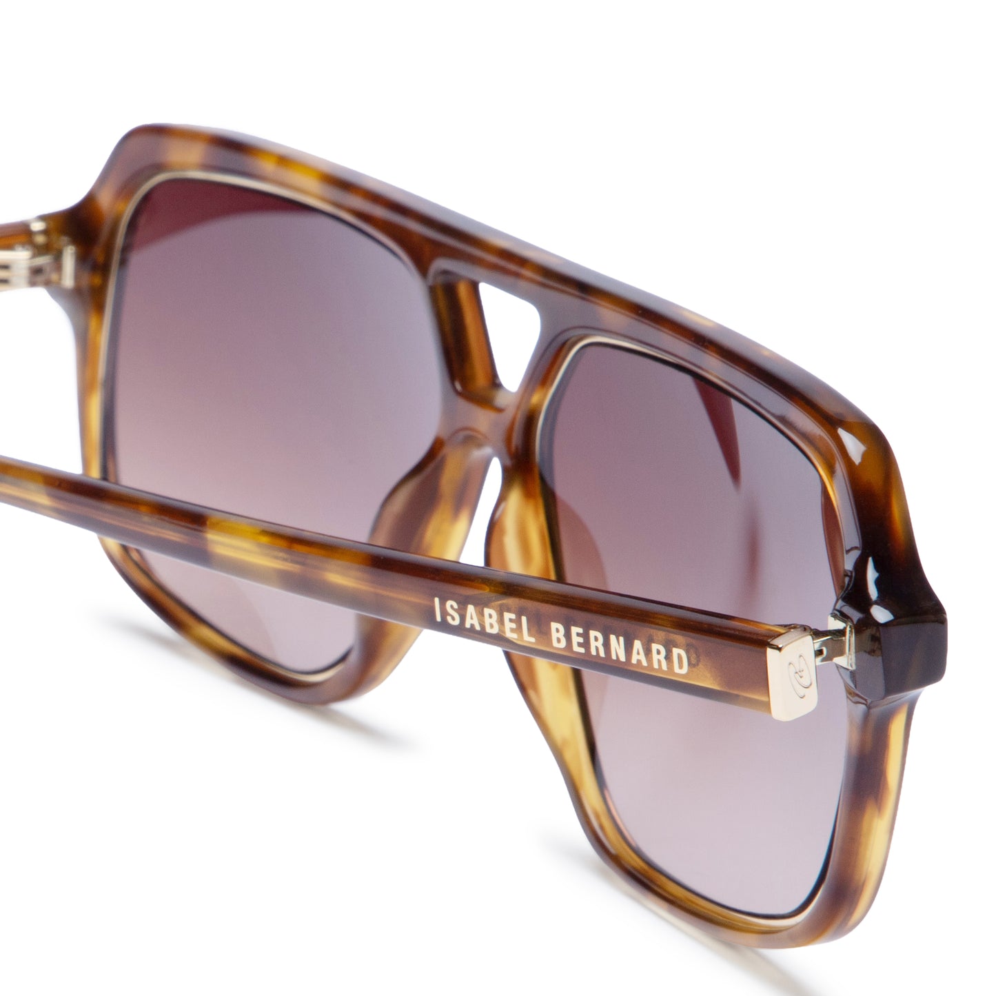 La Villette Camille brown tortoise aviator sunglasses with brown lenses - - Isabel Bernard