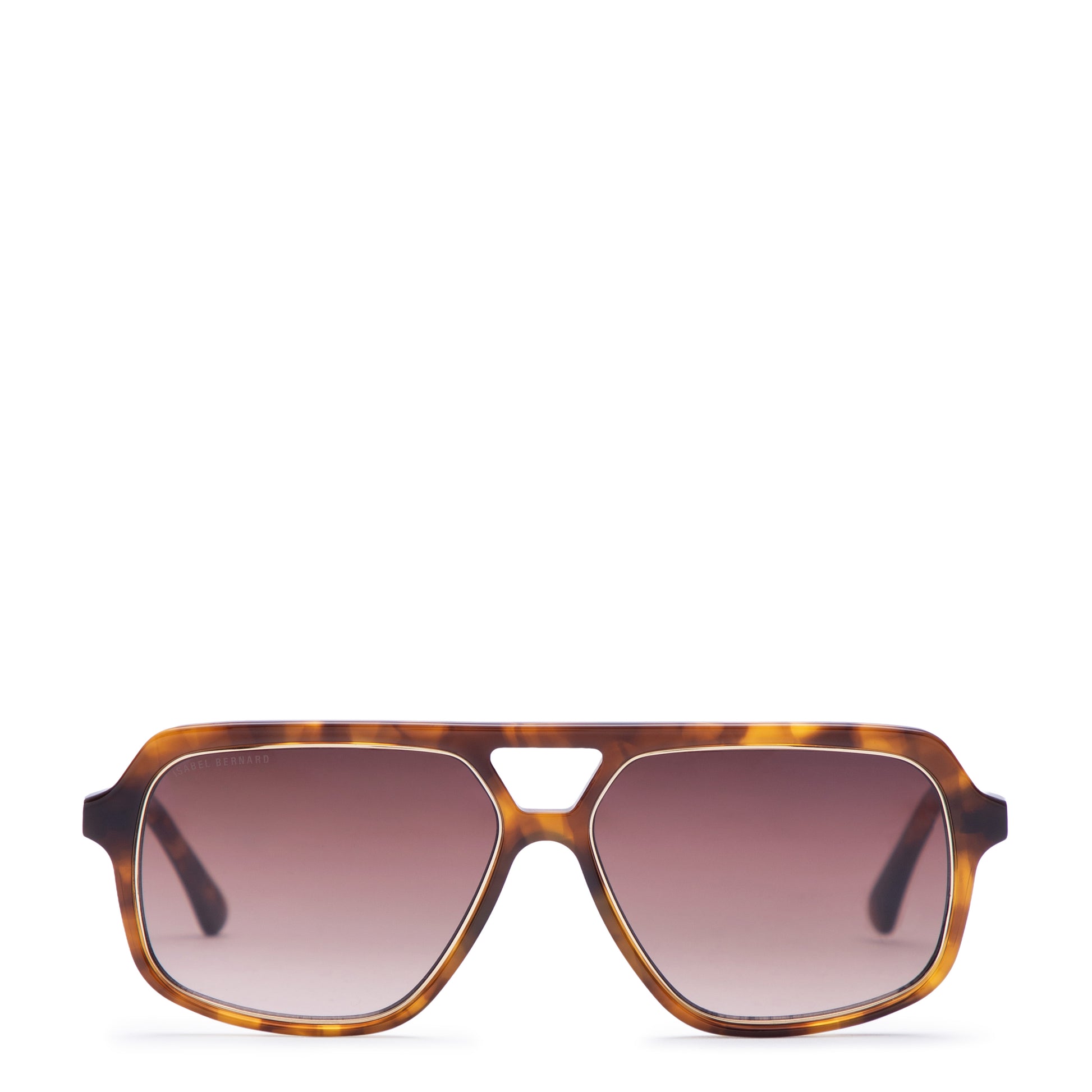 La Villette Camille brown tortoise aviator sunglasses with brown lenses - - Isabel Bernard