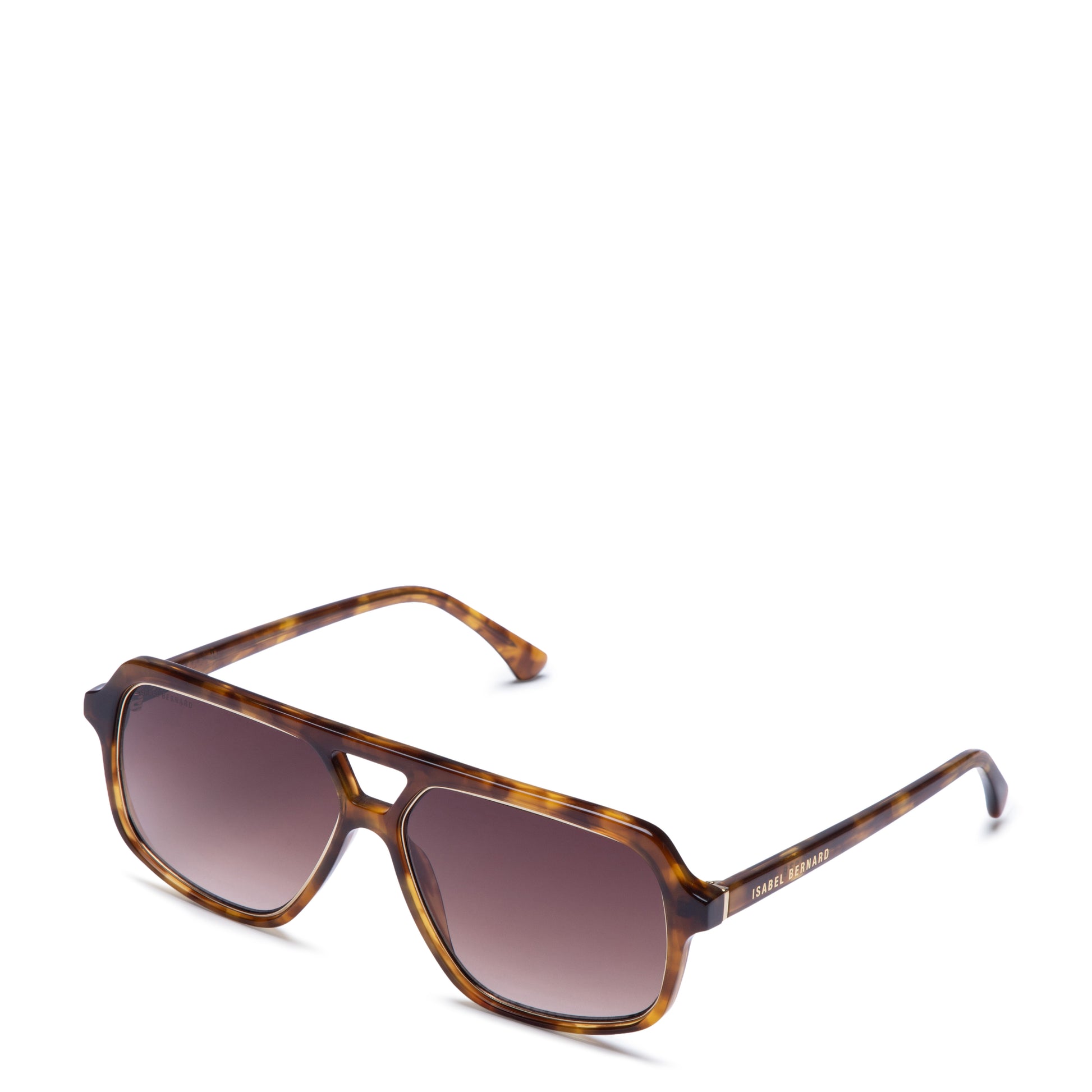 La Villette Camille brown tortoise aviator sunglasses with brown lenses - - Isabel Bernard