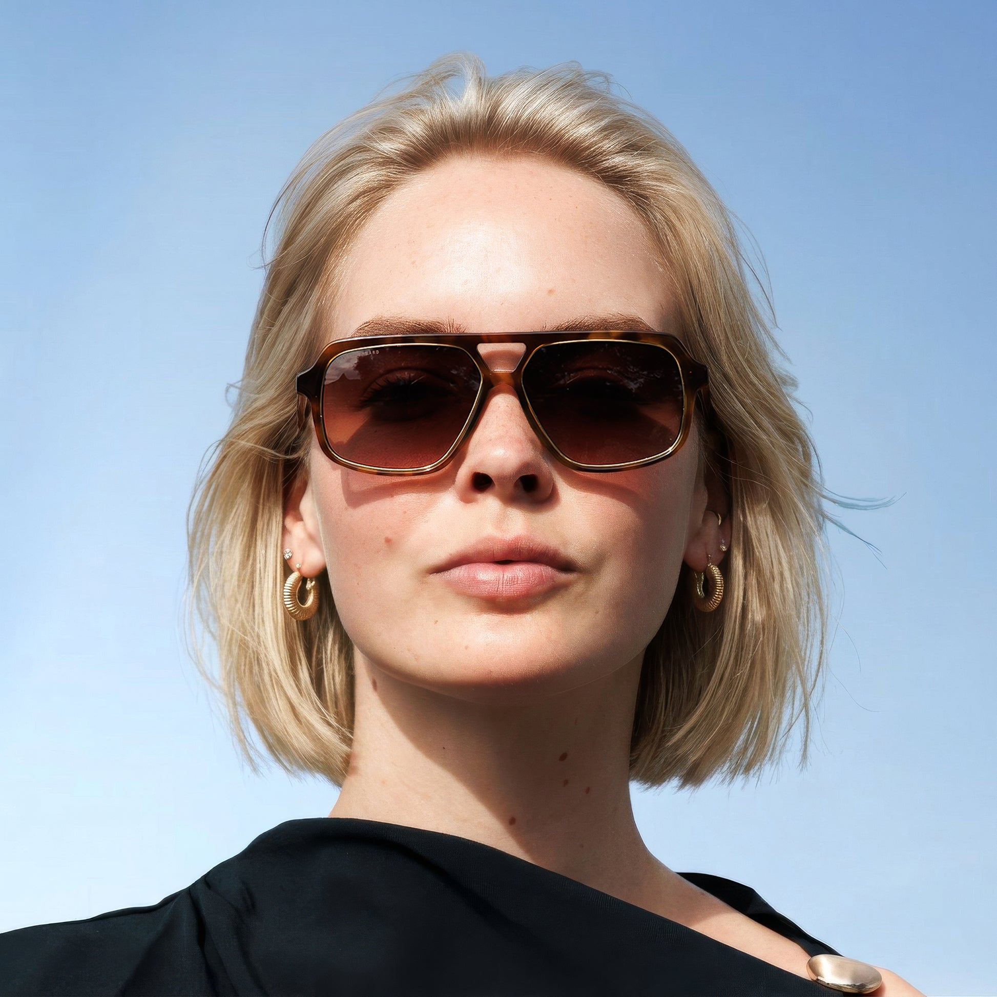 La Villette Camille brown tortoise aviator sunglasses with brown lenses - - Isabel Bernard