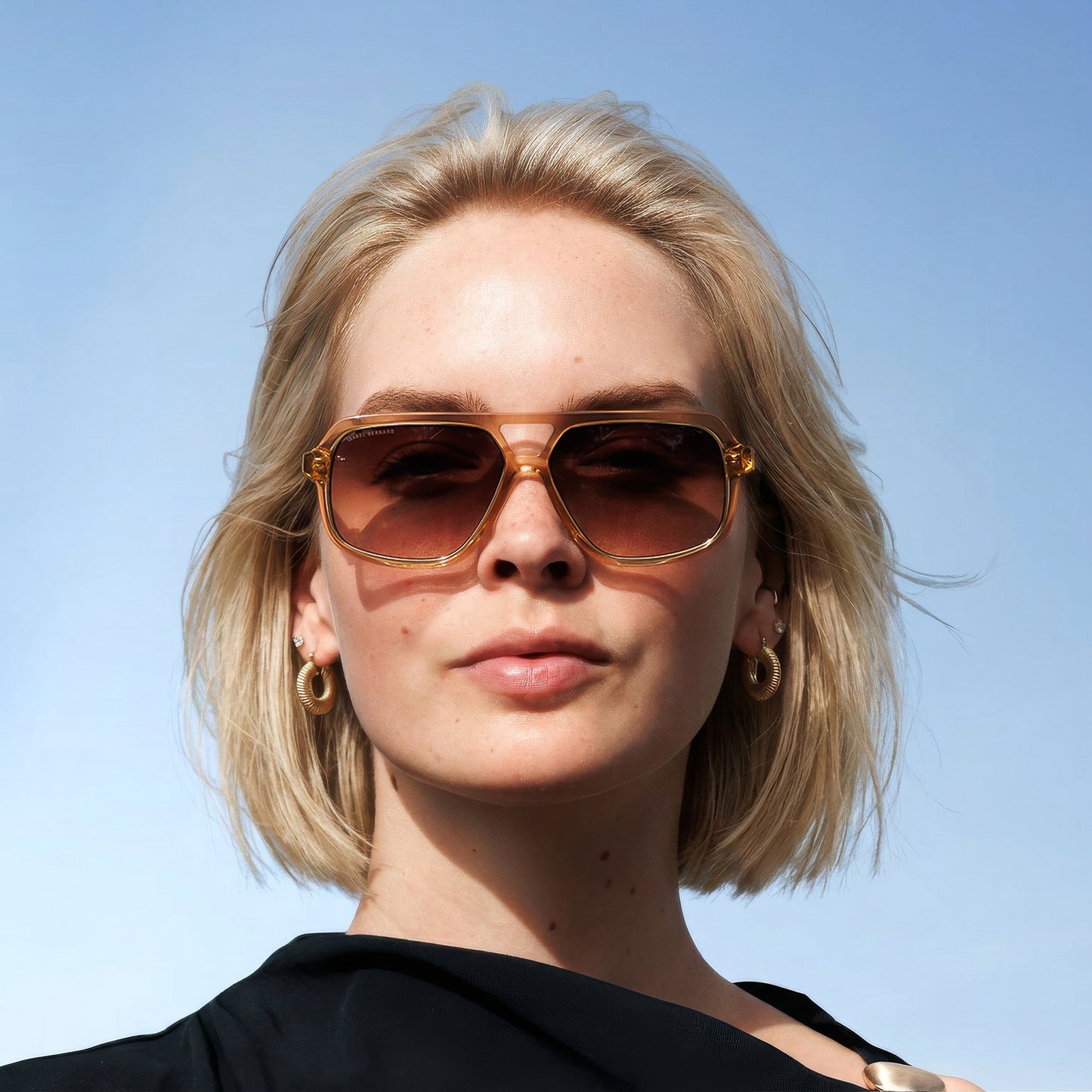 La Villette Camille transparent aviator sunglasses with brown lenses - - Isabel Bernard
