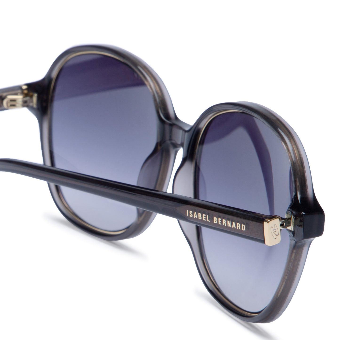 La Villette Eva transparent grey oval sunglasses with blue lenses - - Isabel Bernard