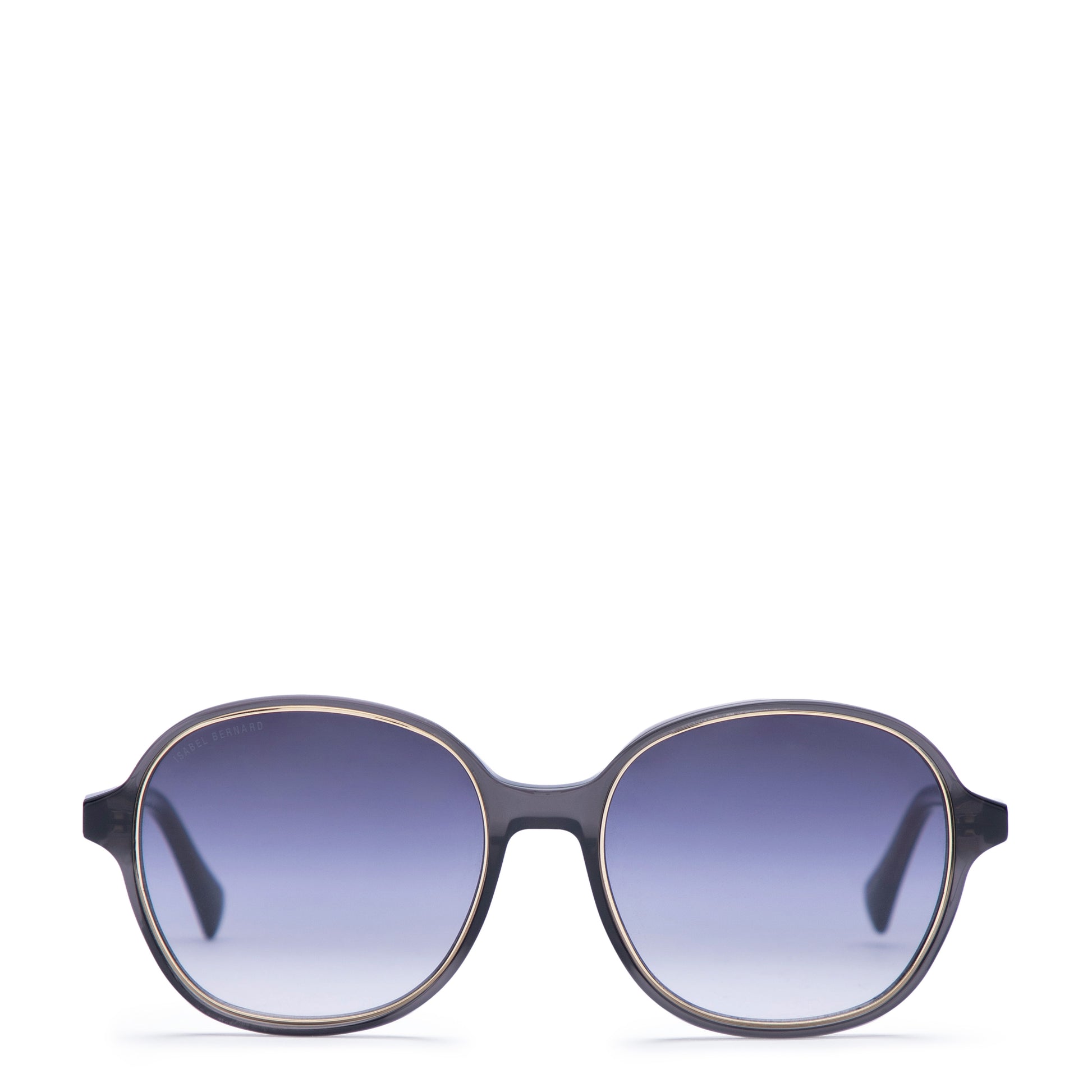La Villette Eva transparent grey oval sunglasses with blue lenses - - Isabel Bernard