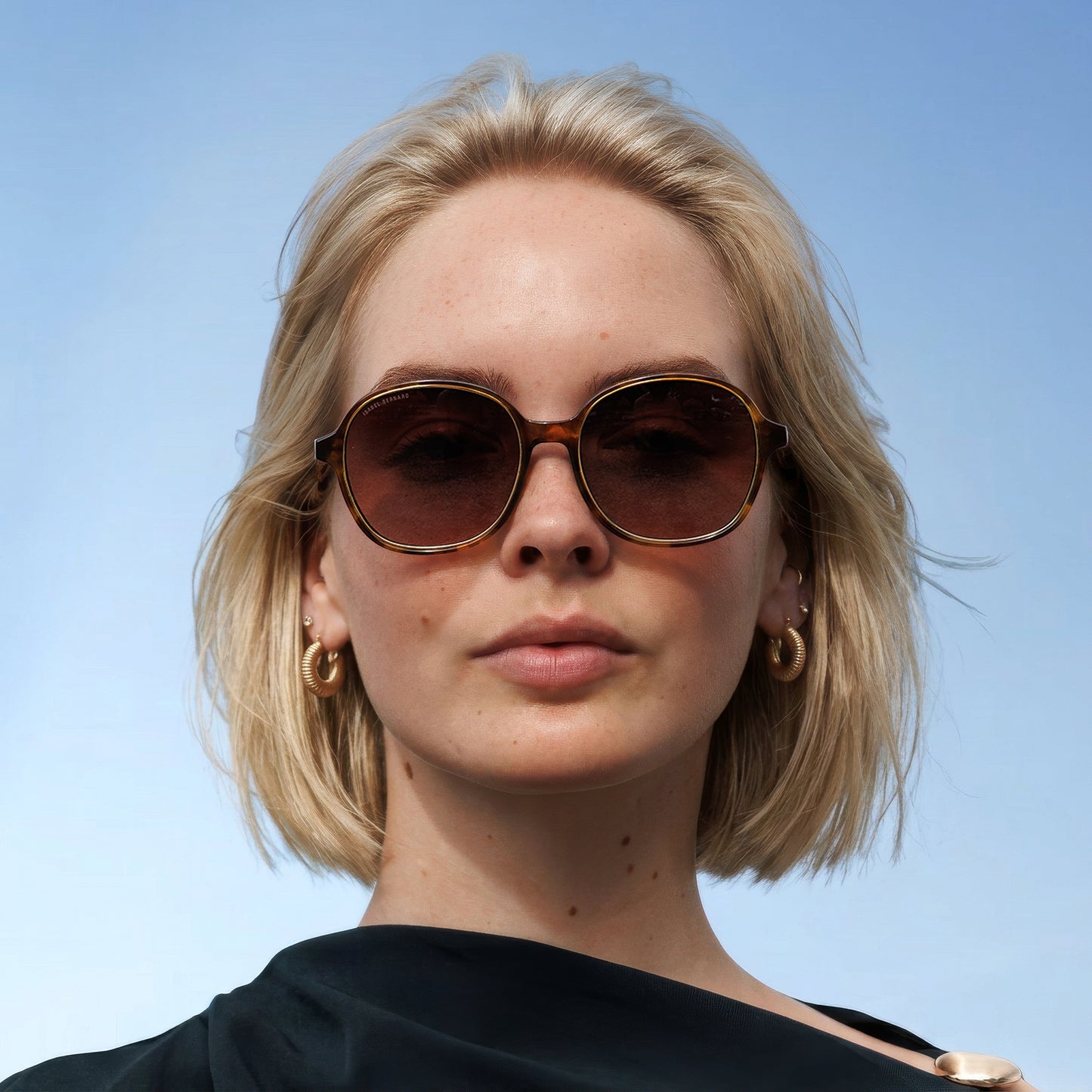 La Villette Eva brown tortoise oval sunglasses with brown lenses - - Isabel Bernard