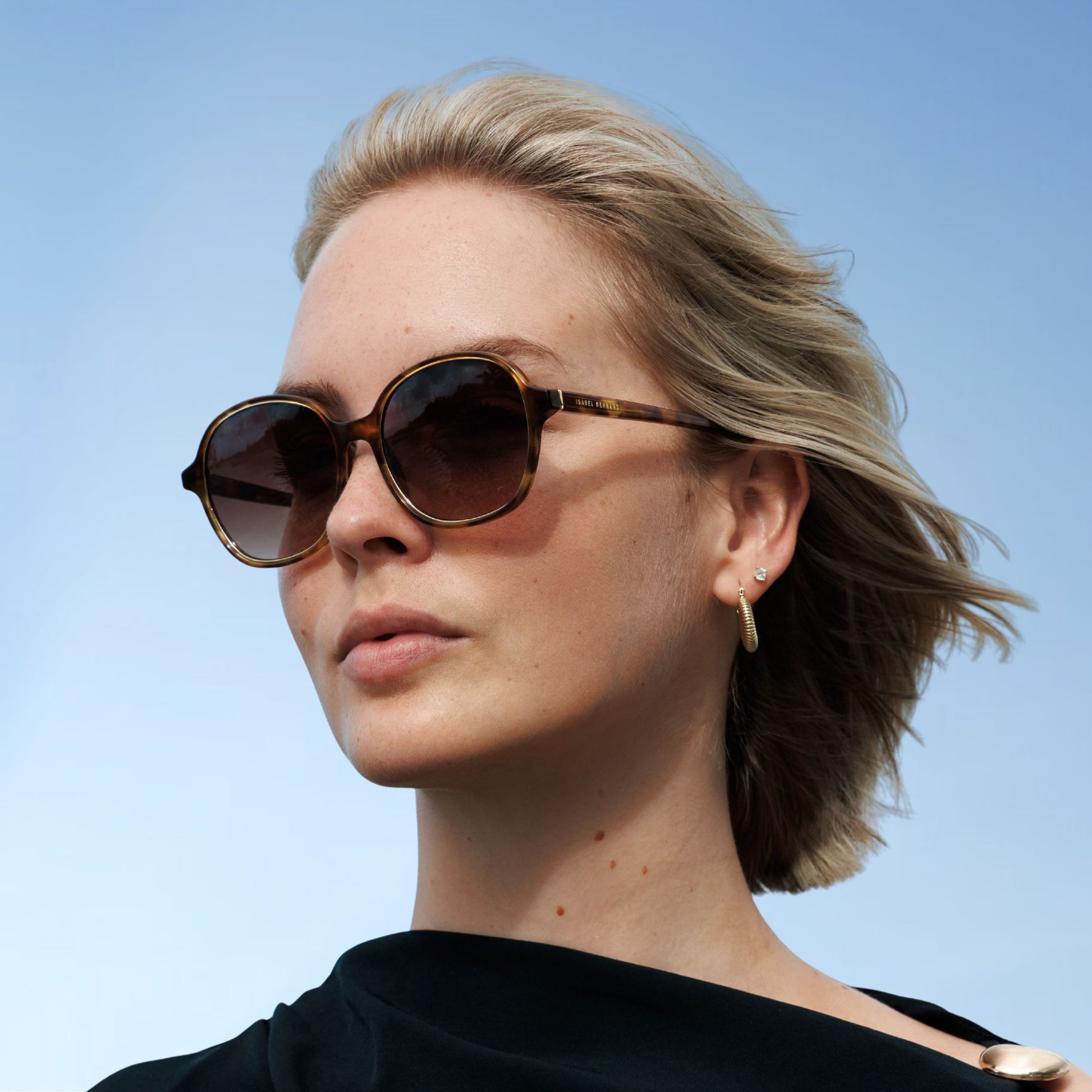 La Villette Eva brown tortoise oval sunglasses with brown lenses - - Isabel Bernard