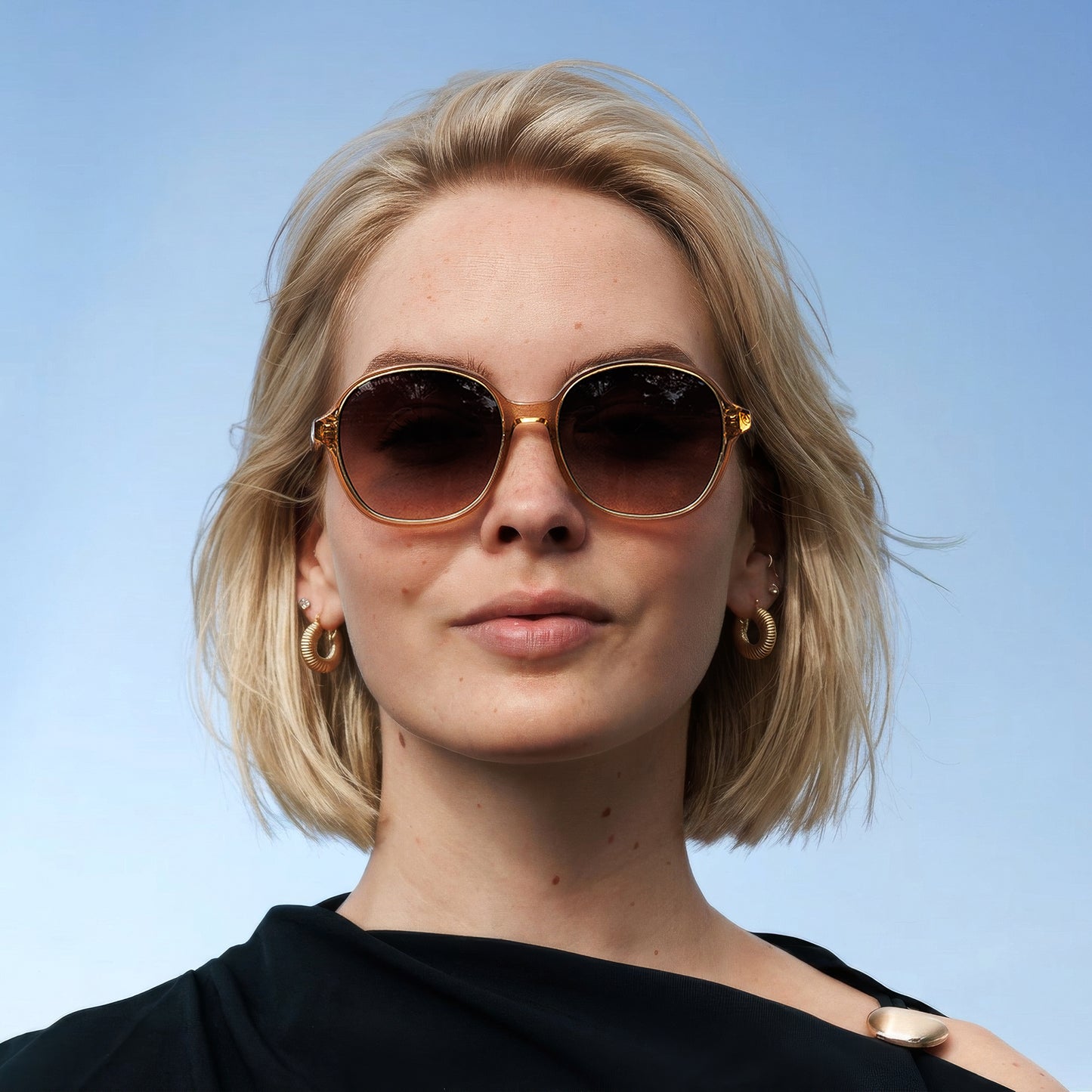La Villette Eva transparent oval sunglasses with brown lenses - - Isabel Bernard