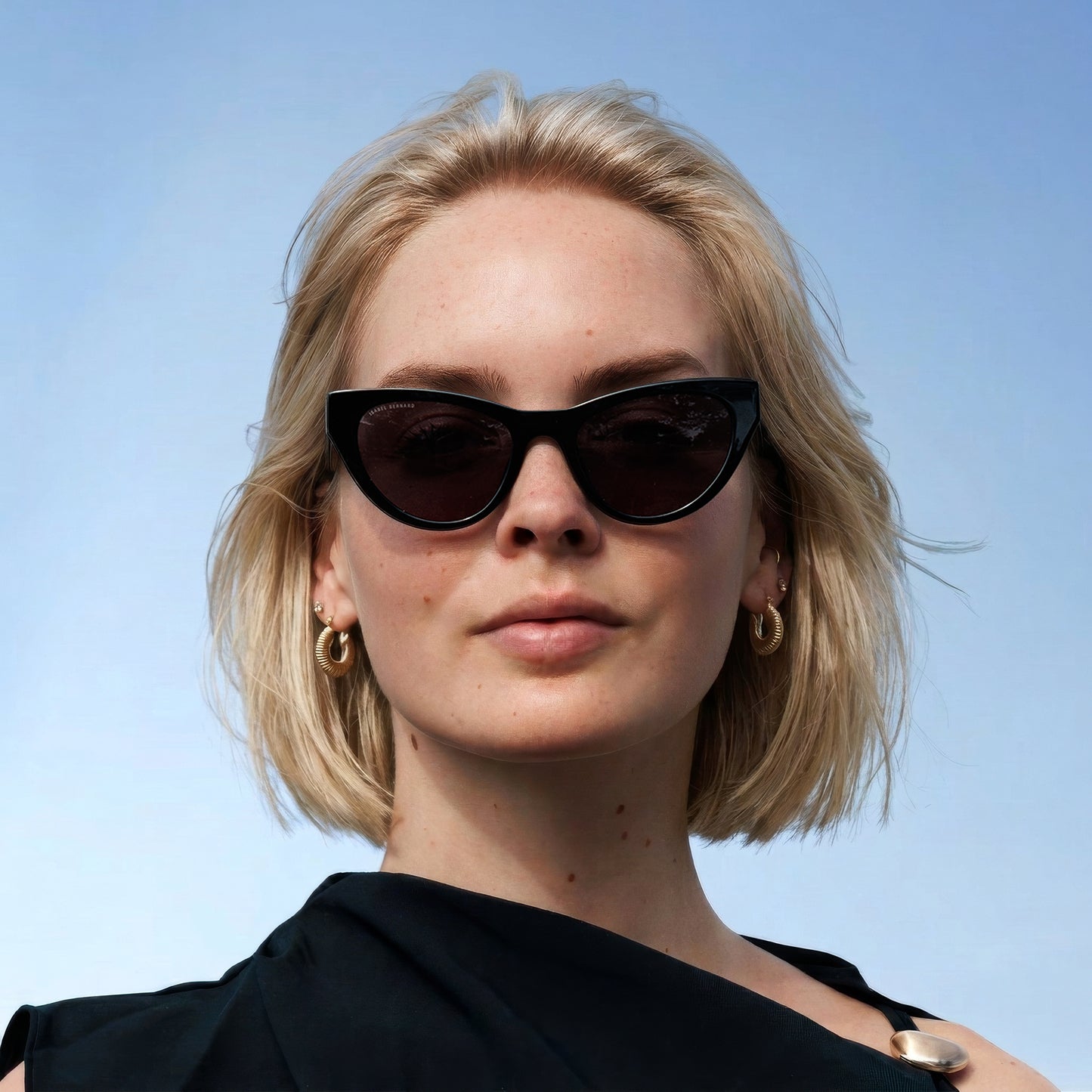 La Villette Lucie black cat eye sunglasses with black lenses - - Isabel Bernard
