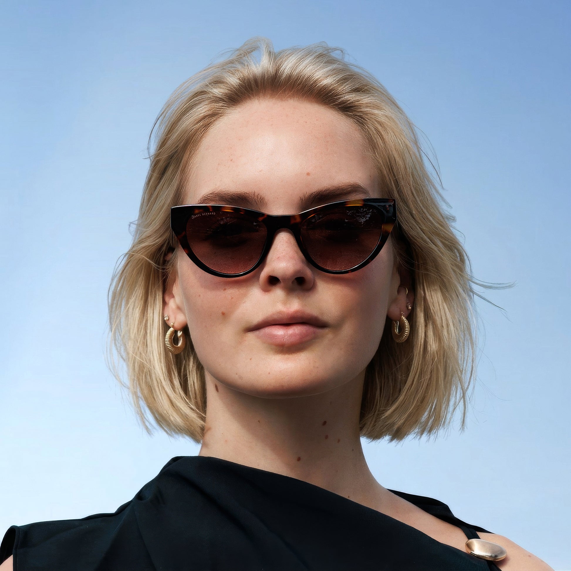 La Villette Lucie brown tortoise cat eye sunglasses with brown lenses - - Isabel Bernard