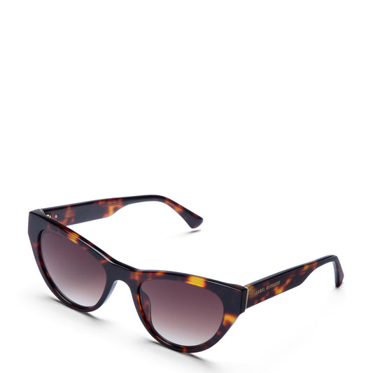 La Villette Lucie brown tortoise cat eye sunglasses with brown lenses - - Isabel Bernard