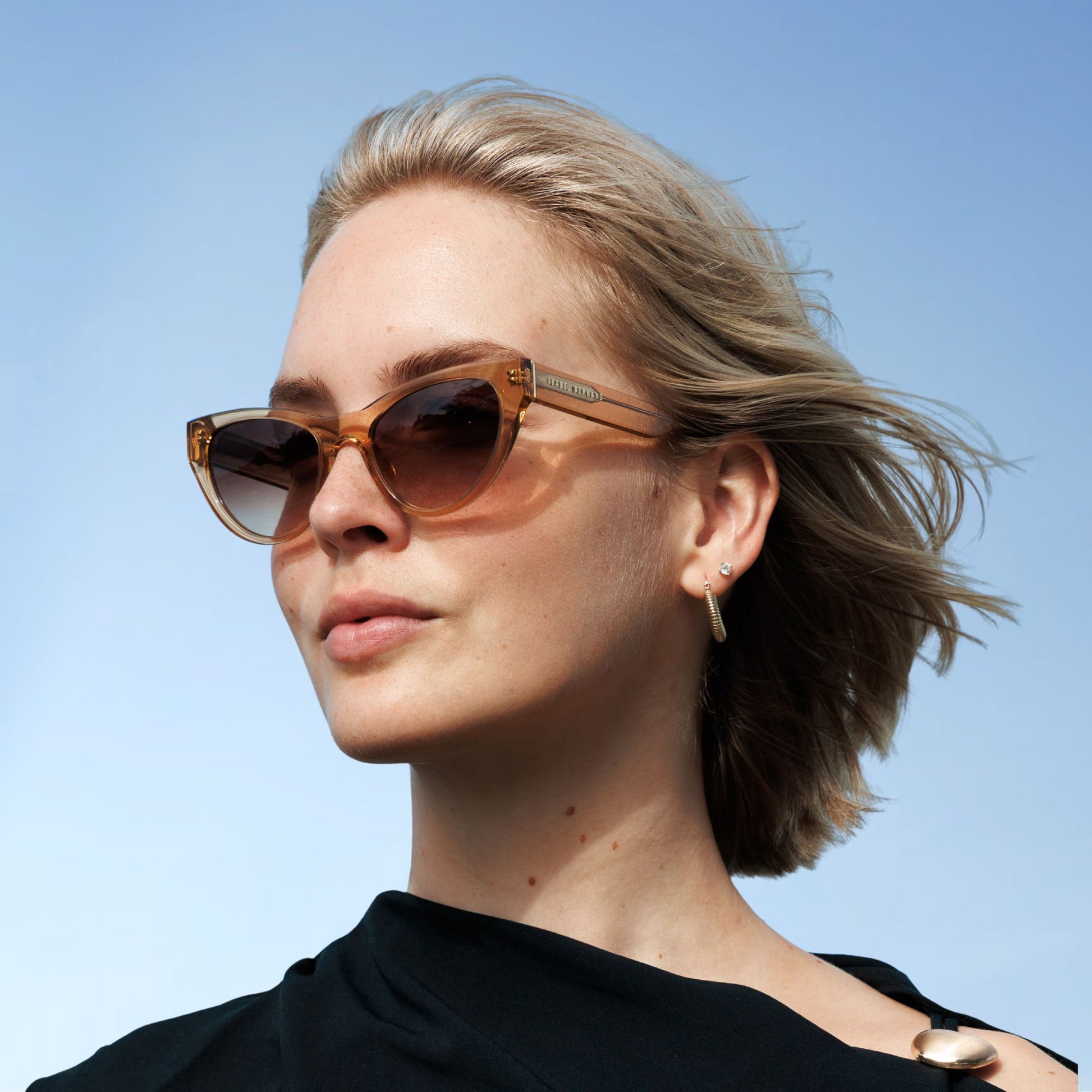 La Villette Lucie transparent cat eye sunglasses with brown lenses - - Isabel Bernard