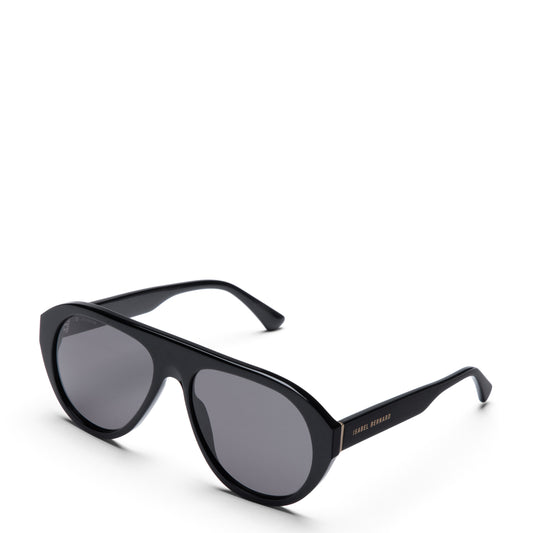 La Villette Mila black bold aviator sunglasses with black lenses - - Isabel Bernard