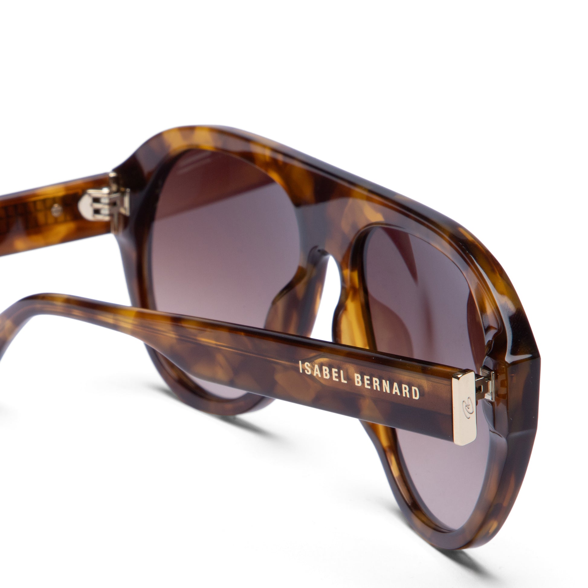 La Villette Mila brown tortoise bold aviator sunglasses with brown lenses - - Isabel Bernard