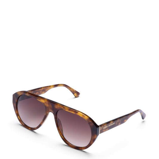 La Villette Mila brown tortoise bold aviator sunglasses with brown lenses - - Isabel Bernard