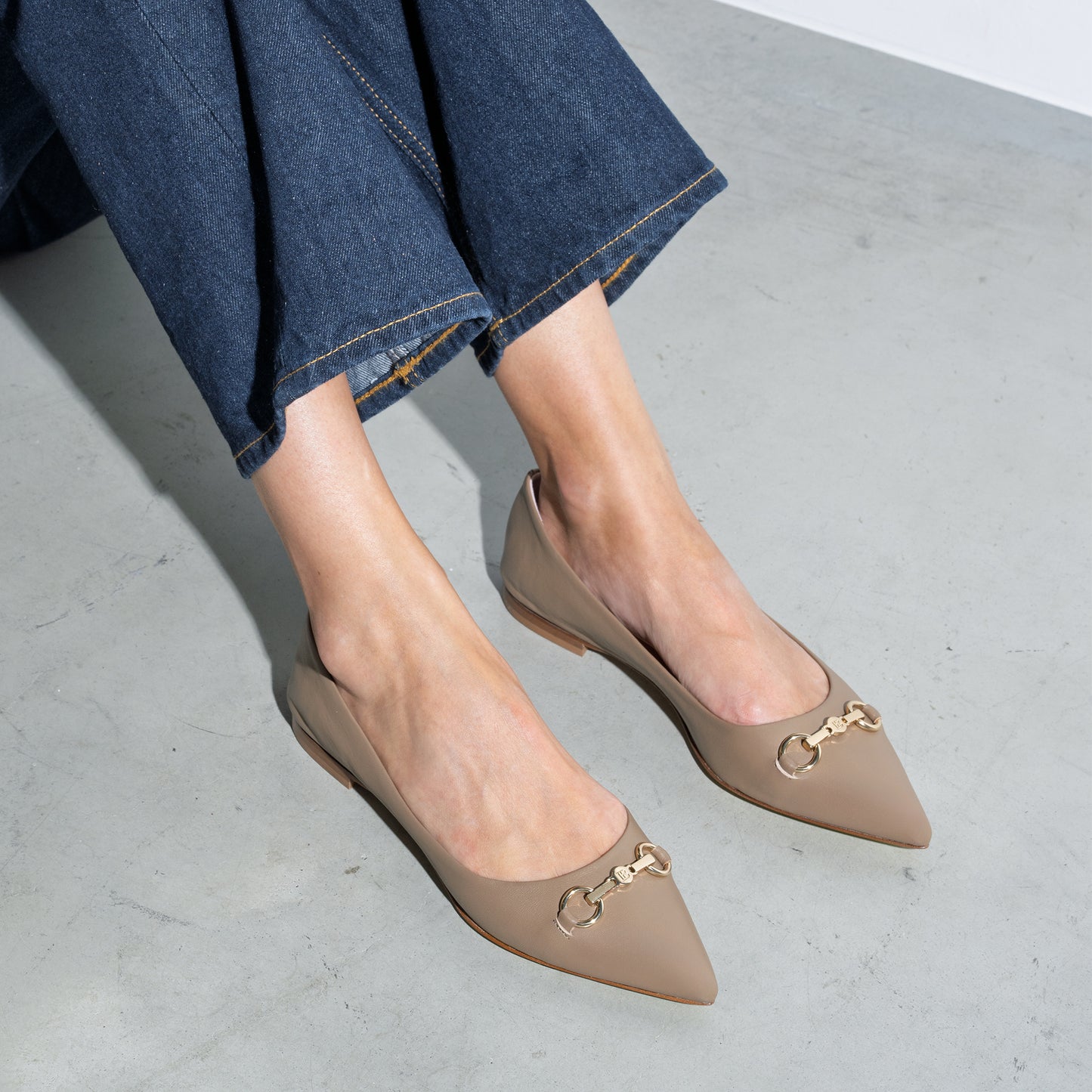 Vendôme Elita taupe calfskin leather ballerinas - - Isabel Bernard