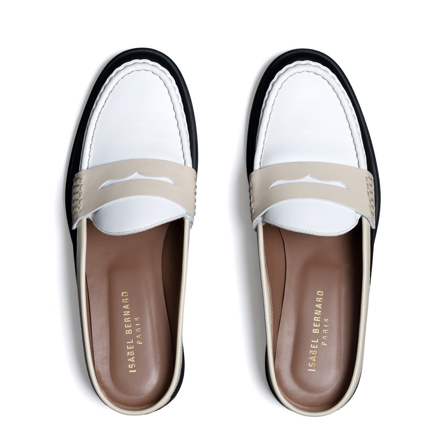 Vendôme Blandine Black And White Calfskin Leather Mules With White Details - - Isabel Bernard