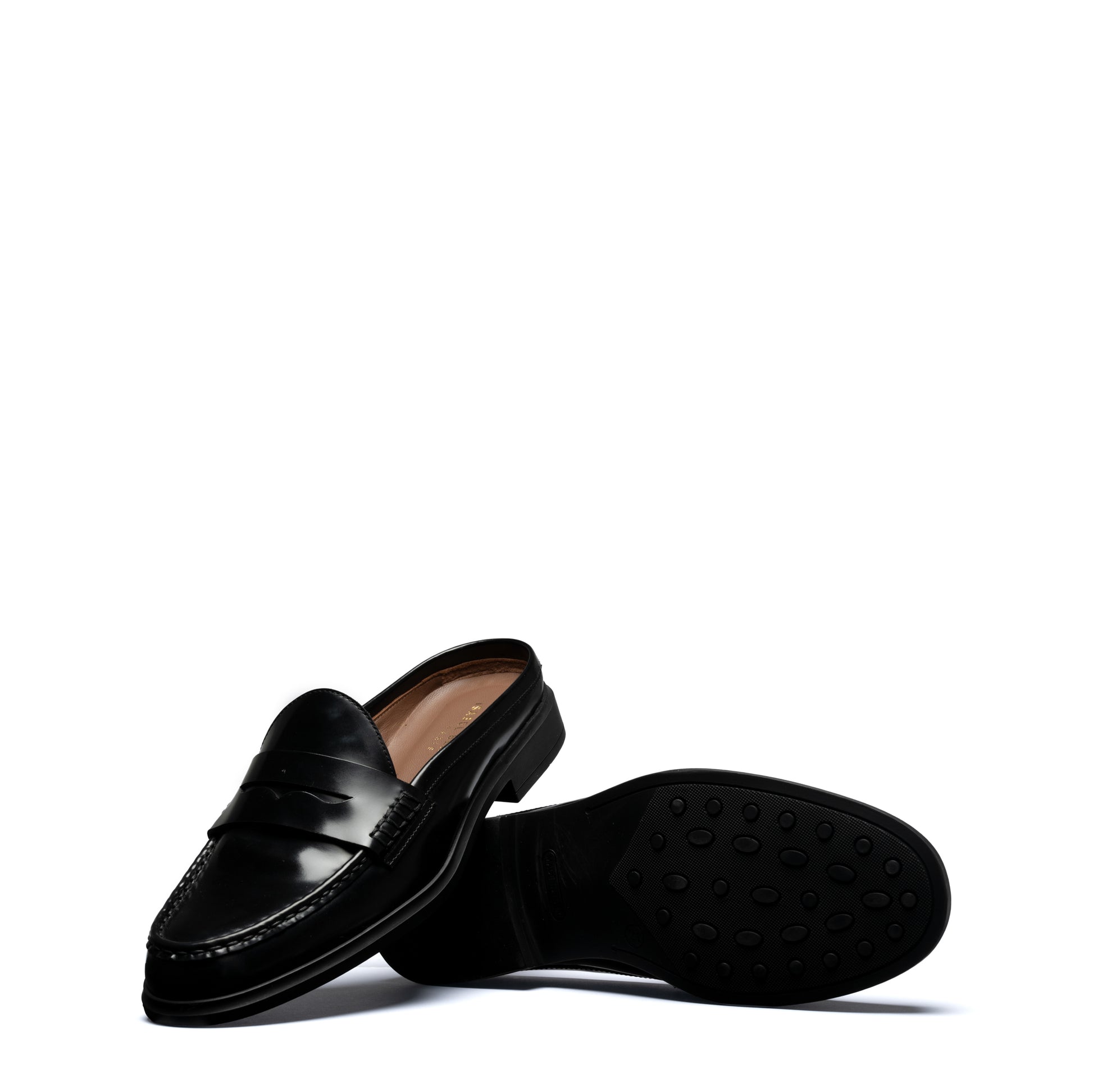 Vendôme Blandine black spazzolato leather mules - - Isabel Bernard