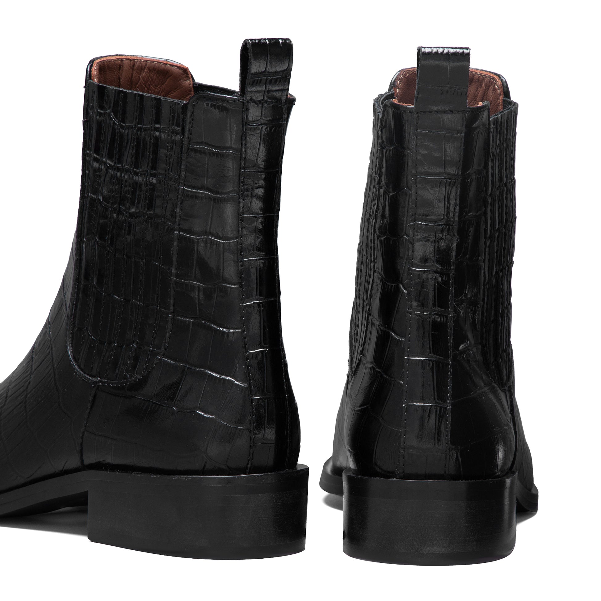 Vendôme Chey Croco Black Calfskin Leather Chelsea Boots - - Isabel Bernard