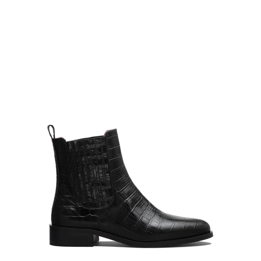 Vendôme Chey Croco Black Calfskin Leather Chelsea Boots - - Isabel Bernard