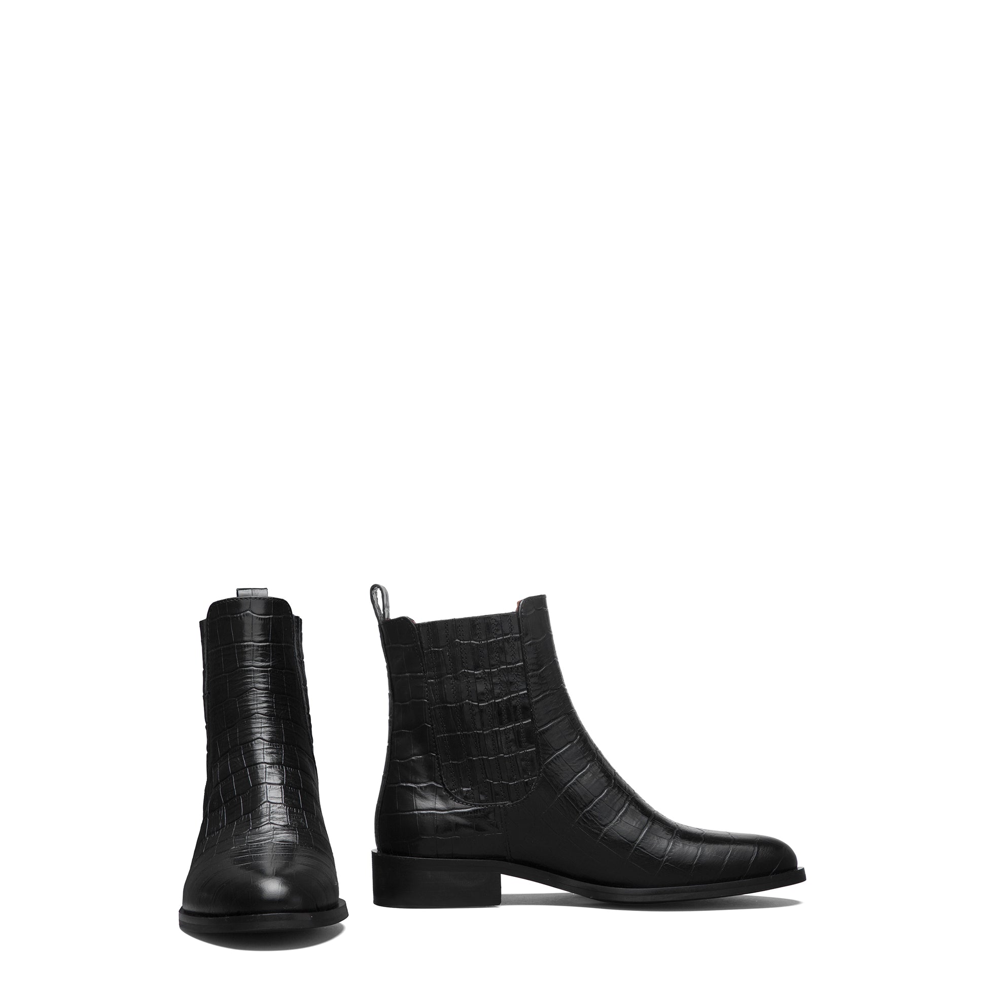 Vendôme Chey Croco Black Calfskin Leather Chelsea Boots - - Isabel Bernard