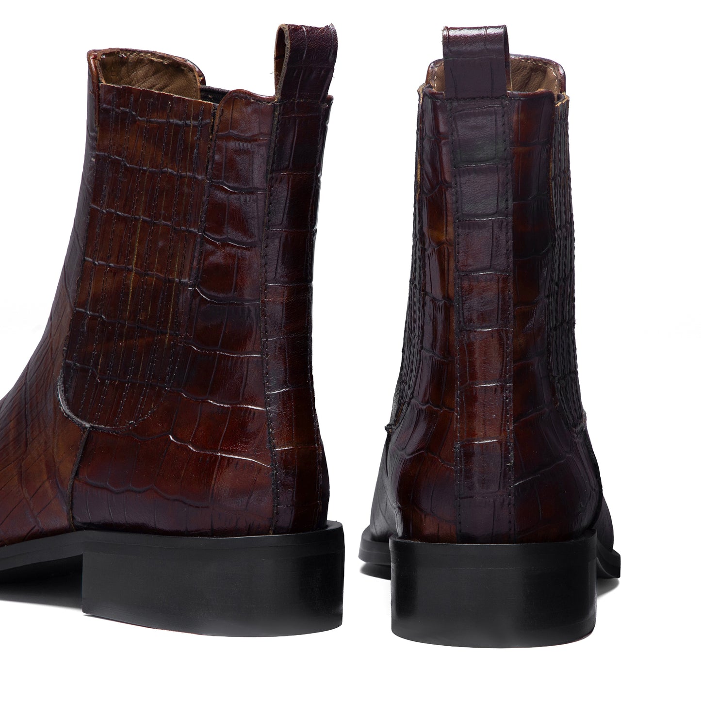 Vendôme Chey Croco Brown Calfskin Leather Chelsea Boots - - Isabel Bernard