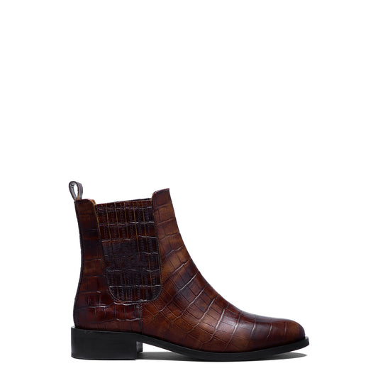 Vendôme Chey Croco Brown Calfskin Leather Chelsea Boots - - Isabel Bernard