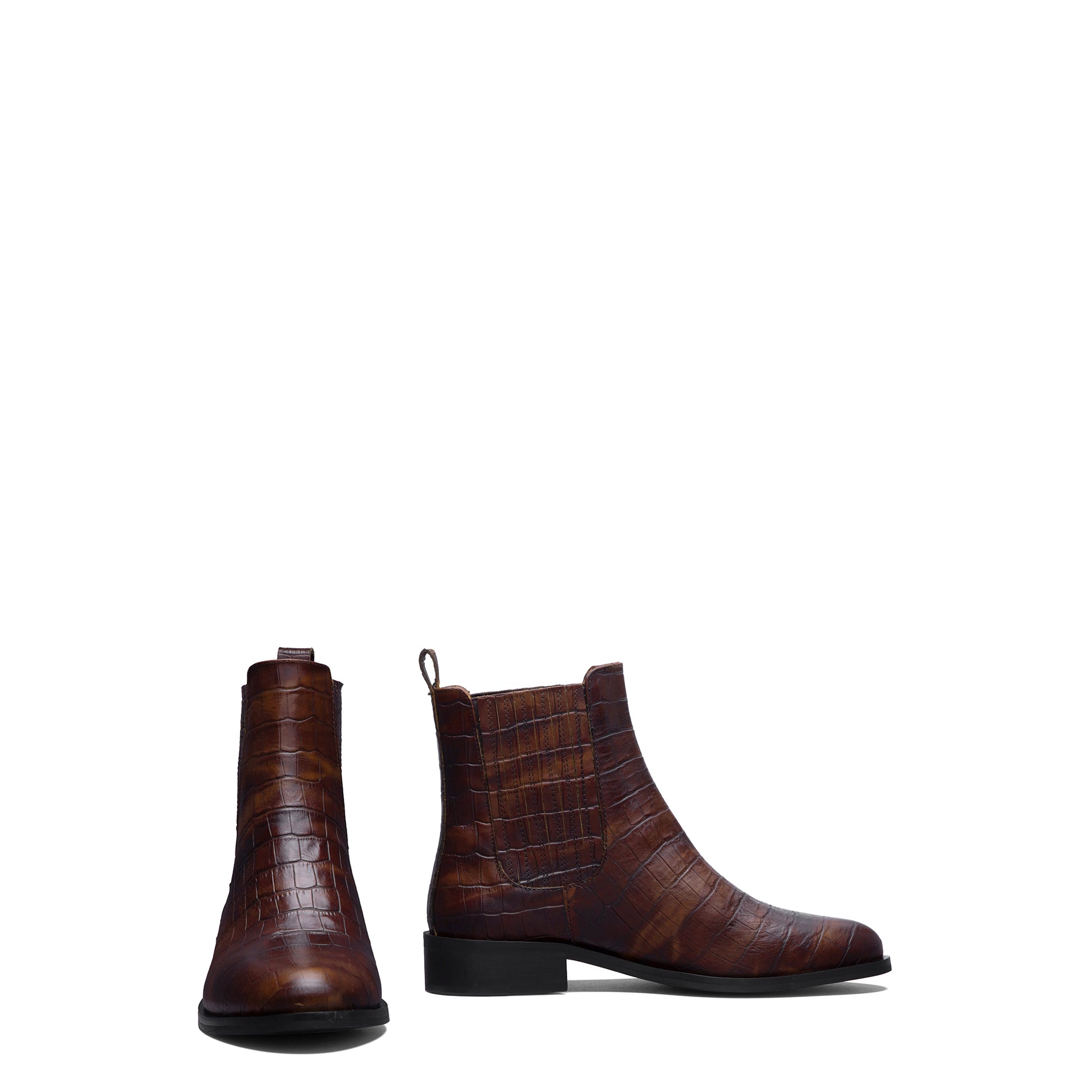 Vendôme Chey Croco Brown Calfskin Leather Chelsea Boots - - Isabel Bernard